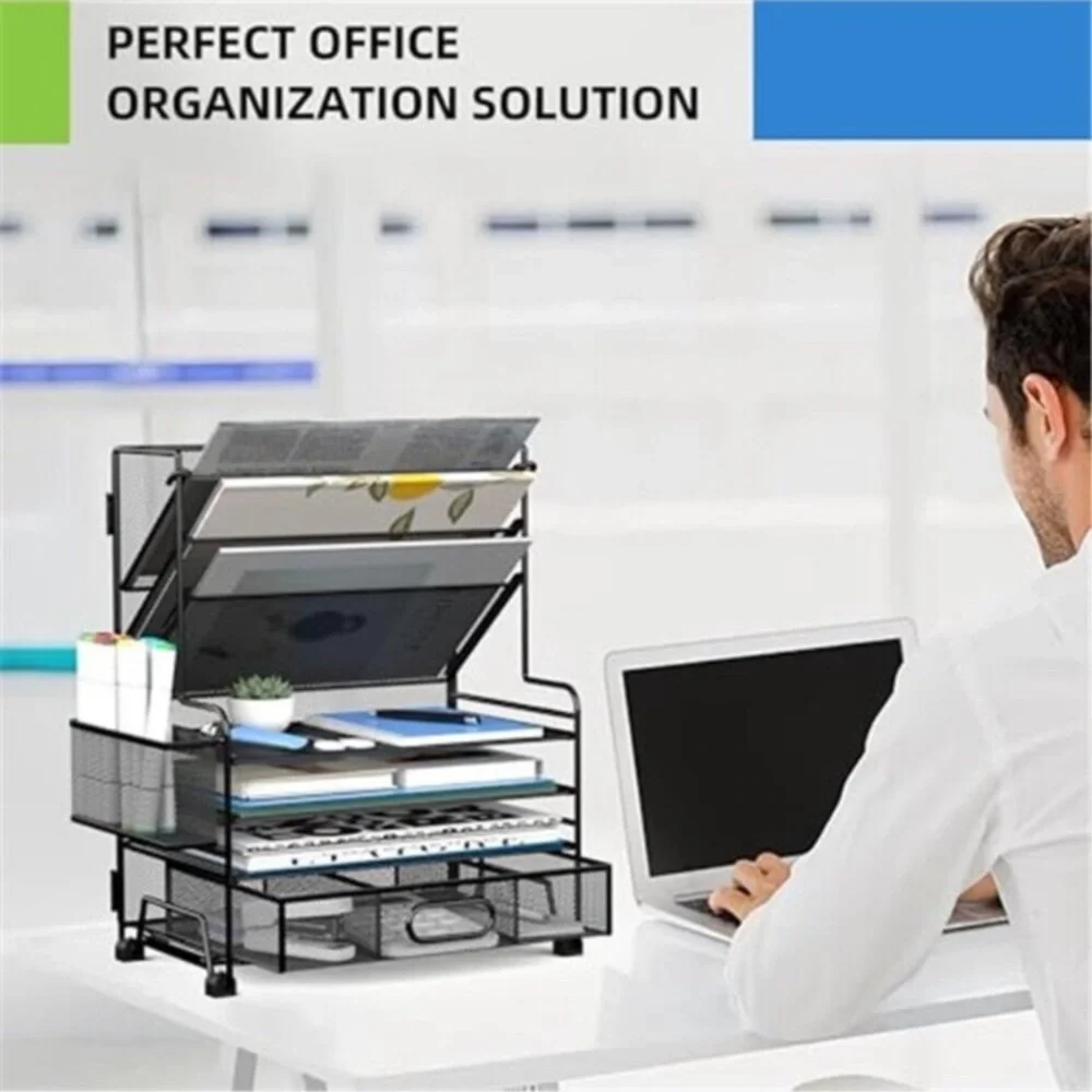 Desk Organizer File Tray Multi Tier Paper Holder Office Supply Storage Rack